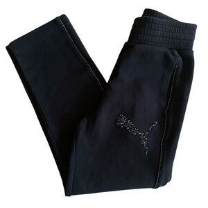 Puma x Swarovski Black Athletic Joggers with Crystal Details